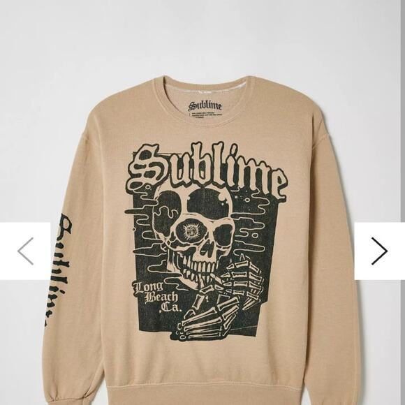 Urban outfitters Sublime Skull Long Beach Crew Neck Sweatshirt sz small New - Picture 2 of 12